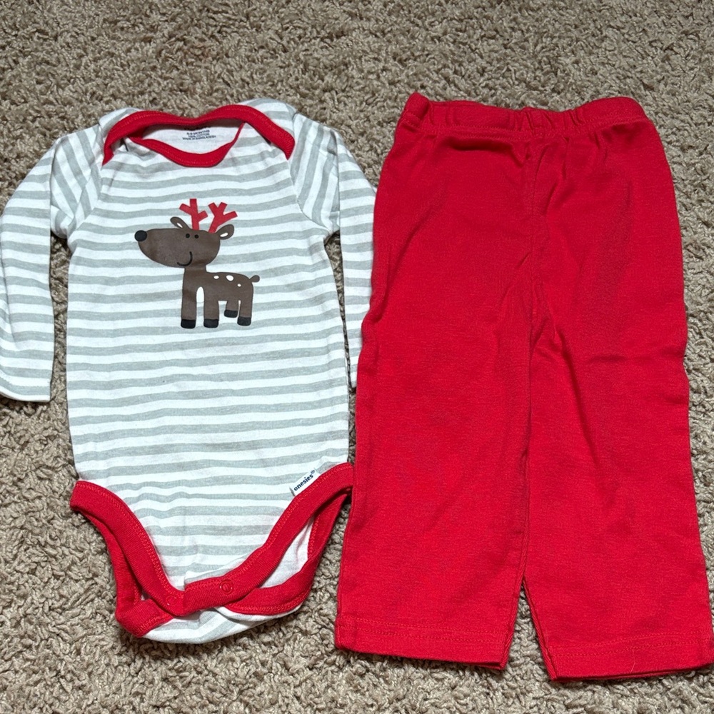 Gerber Red and Gray Christmas outfit- size 6/9 months
